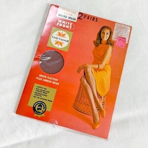 60s chocolate brown nylon pantyhose‎ Lady Carroll White Front size 10.5